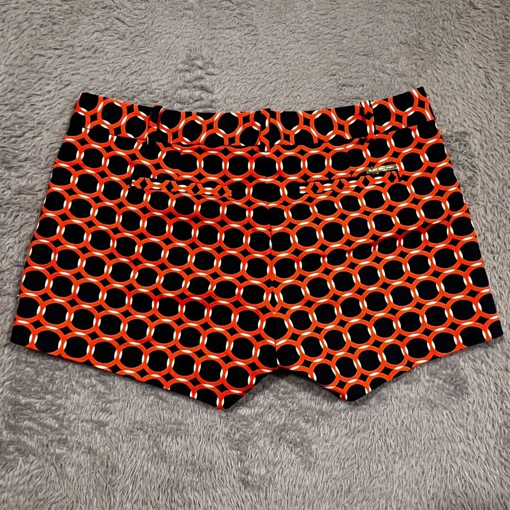 Michael Kors Chino‎ Shorts Geometric Navy Blue Orange Slash Pockets Women's 2